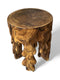 Flambierter Holzhocker - Beistelltisch Blumenhocker Ablagetisch - Unikat Handgefertigt  - Rund Tropfend aus massivem Suarholz- 45x35x35 cm