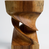 Holz Beistelltisch -  Holzhocker Couchtisch - Handgefertigt - Gedreht aus massivem Suarholz - 50x28x28 cm