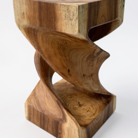 Holz Beistelltisch -  Holzhocker Couchtisch - Handgefertigt - Gedreht aus massivem Suarholz - 50x28x28 cm