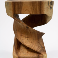 Holz Beistelltisch -  Holzhocker Couchtisch - Handgefertigt - Gedreht aus massivem Suarholz - 50x28x28 cm
