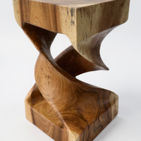 Holz Beistelltisch -  Holzhocker Couchtisch - Handgefertigt - Gedreht aus massivem Suarholz - 50x28x28 cm