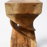 Holz Beistelltisch -  Holzhocker Couchtisch - Handgefertigt - Gedreht aus massivem Suarholz - 50x28x28 cm