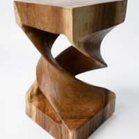 Holz Beistelltisch -  Holzhocker Couchtisch - Handgefertigt - Gedreht aus massivem Suarholz - 50x28x28 cm