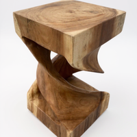 Holz Beistelltisch -  Holzhocker Couchtisch - Handgefertigt - Gedreht aus massivem Suarholz - 50x28x28 cm