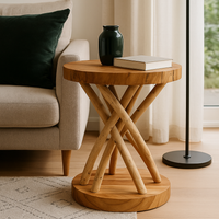 Holz Beistelltisch – Holzhocker Couchtisch – Handgefertigt – Verzweigt aus Suar- und Teakholz – 50x40x40 cm