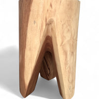 Holzhocker - Beistelltisch Blumenhocker Ablagetisch - Unikat Handgefertigt - Rund stehend aus massivem Suarholz - 45x30x30 cm