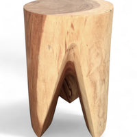 Holzhocker - Beistelltisch Blumenhocker Ablagetisch - Unikat Handgefertigt - Rund stehend aus massivem Suarholz - 45x30x30 cm