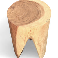 Holzhocker - Beistelltisch Blumenhocker Ablagetisch - Unikat Handgefertigt - Rund stehend aus massivem Suarholz - 45x30x30 cm
