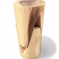 Holzhocker - Beistelltisch Blumenhocker Ablagetisch - Unikat Handgefertigt - Rund stehend aus massivem Suarholz - 45x30x30 cm