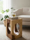 Holz Beistelltisch – Couchtisch Blumenhocker Hocker - Handgefertigt – Eckig mit O-Ausschnitt Suarholz - 45x30x30 cm