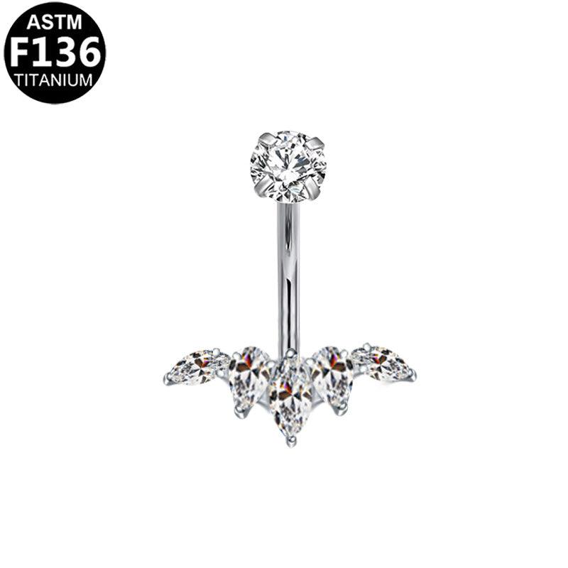 Bauchnabelpiercing aus TITAN mit Kristalltropfen