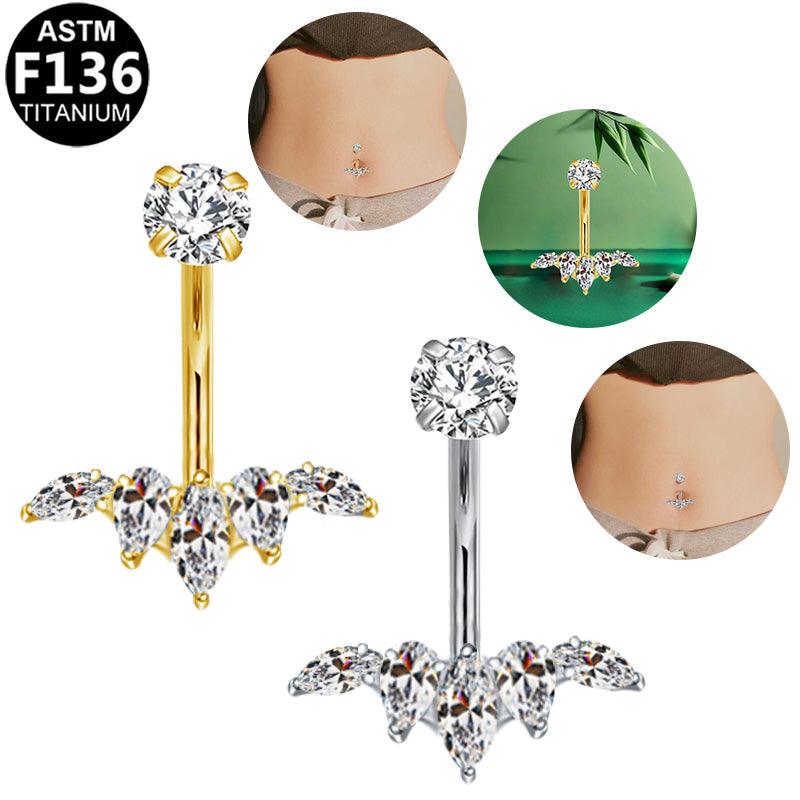 Bauchnabelpiercing aus TITAN mit Kristalltropfen