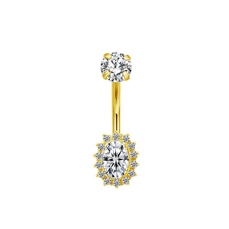 Bauchnabelpiercing aus TITAN mit Halo Zirkonia