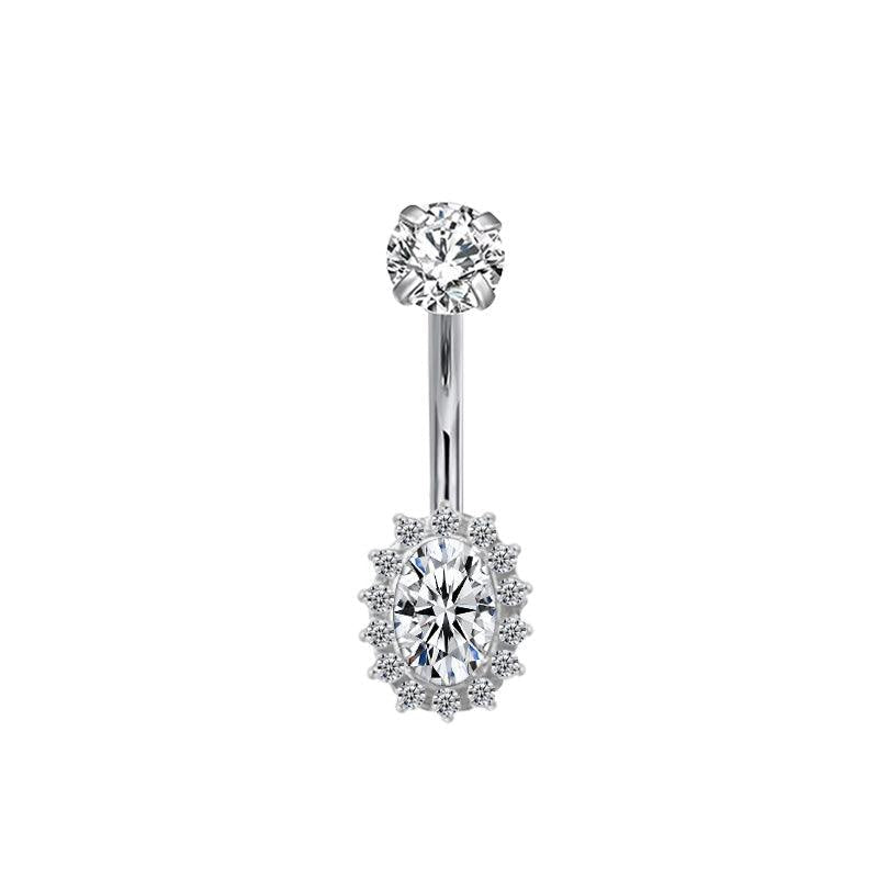 Bauchnabelpiercing aus TITAN mit Halo Zirkonia