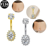 Bauchnabelpiercing aus TITAN mit Halo Zirkonia