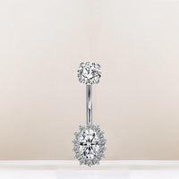 Bauchnabelpiercing aus TITAN mit Halo Zirkonia