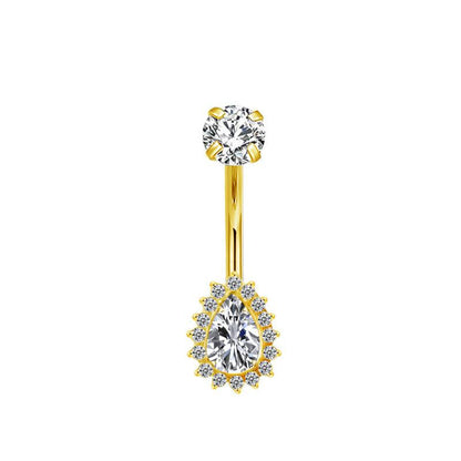 Bauchnabelpiercing aus TITAN mit Tropfen-Halo