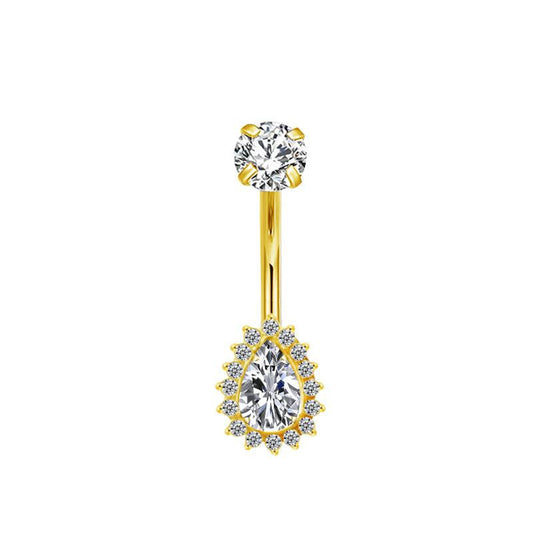 Bauchnabelpiercing aus TITAN mit Tropfen-Halo