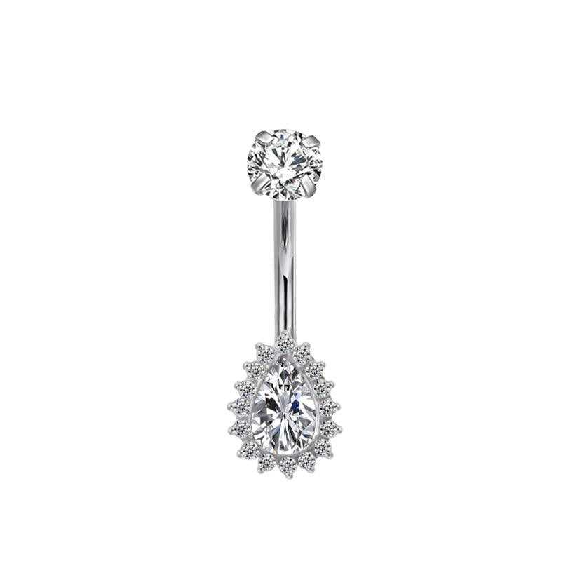 Bauchnabelpiercing aus TITAN mit Tropfen-Halo