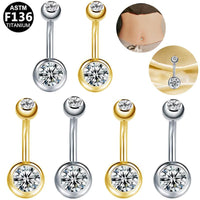 Bauchnabelpiercing aus TITAN mit Zirkonia Doppelkristallen