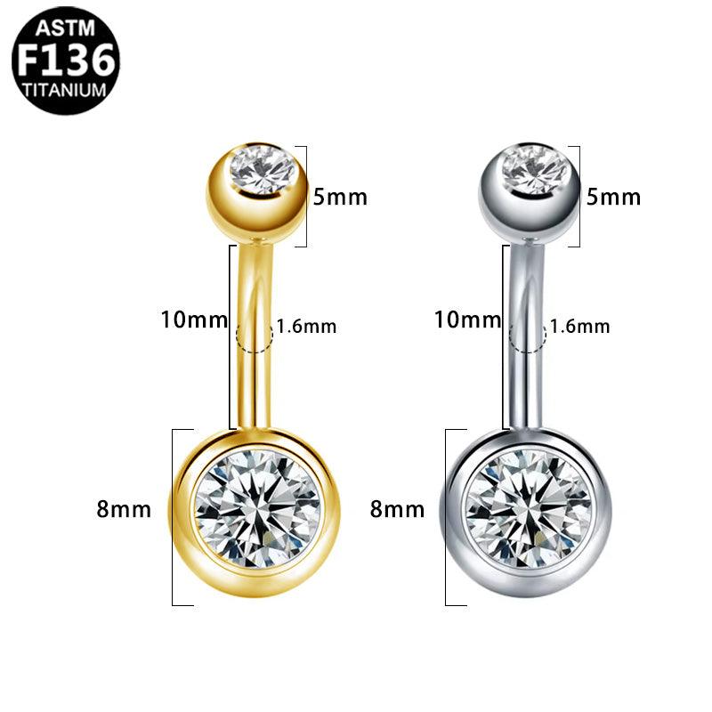 Bauchnabelpiercing aus TITAN mit Zirkonia Doppelkristallen
