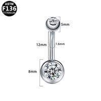 Bauchnabelpiercing aus TITAN mit Zirkonia Doppelkristallen