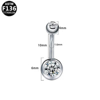 Bauchnabelpiercing aus TITAN mit Zirkonia Doppelkristallen