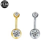 Bauchnabelpiercing aus TITAN mit Zirkonia Doppelkristallen
