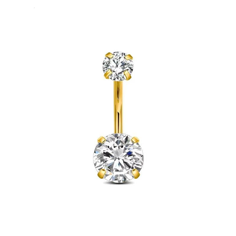 Bauchnabelpiercing aus TITAN mit Doppelkristall Zirkonia