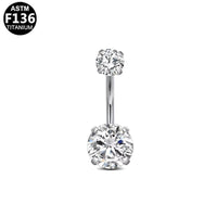 Bauchnabelpiercing aus TITAN mit Doppelkristall Zirkonia