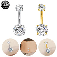 Bauchnabelpiercing aus TITAN mit Doppelkristall Zirkonia