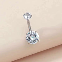 Bauchnabelpiercing aus TITAN mit Doppelkristall Zirkonia