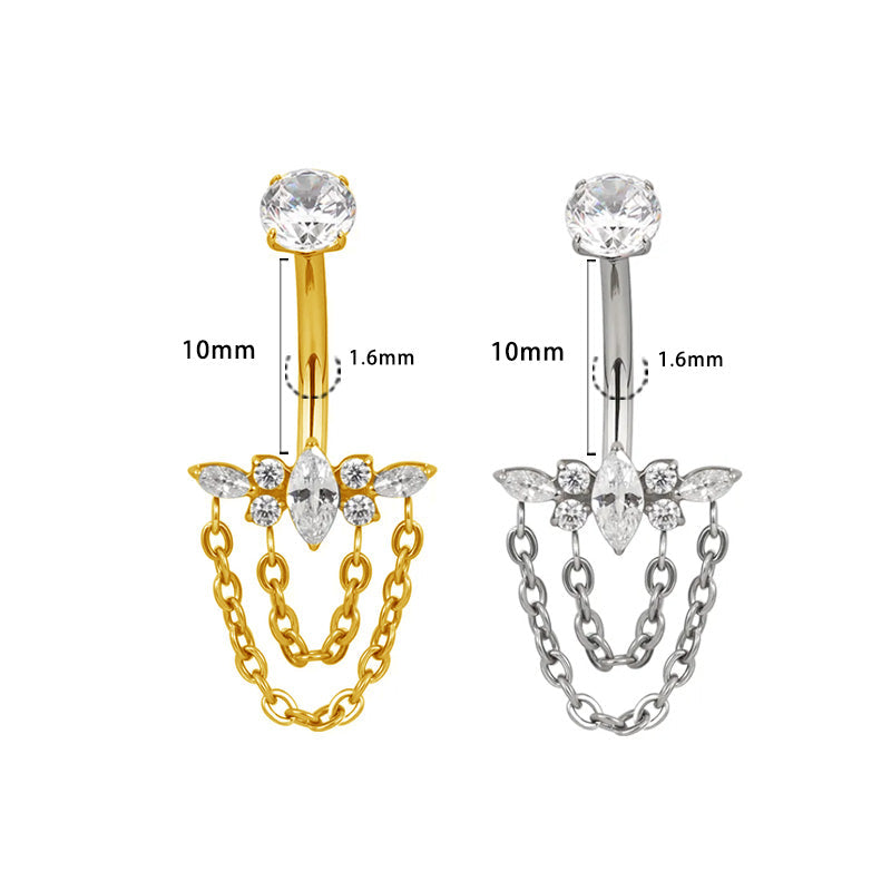 Bauchnabel Titan Bananabell Marquise-Cluster mit Ketten