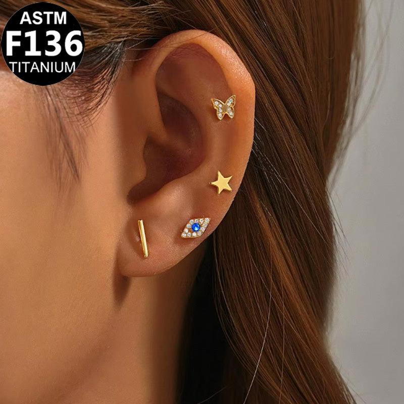 Labret aus Titan mit Schmetterling-Design