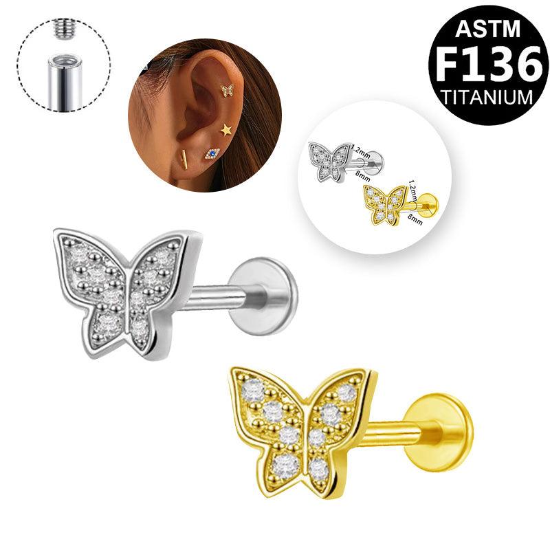 Labret aus Titan mit Schmetterling-Design