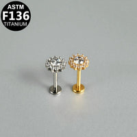 Labret aus Titan mit Zirkonia Blume