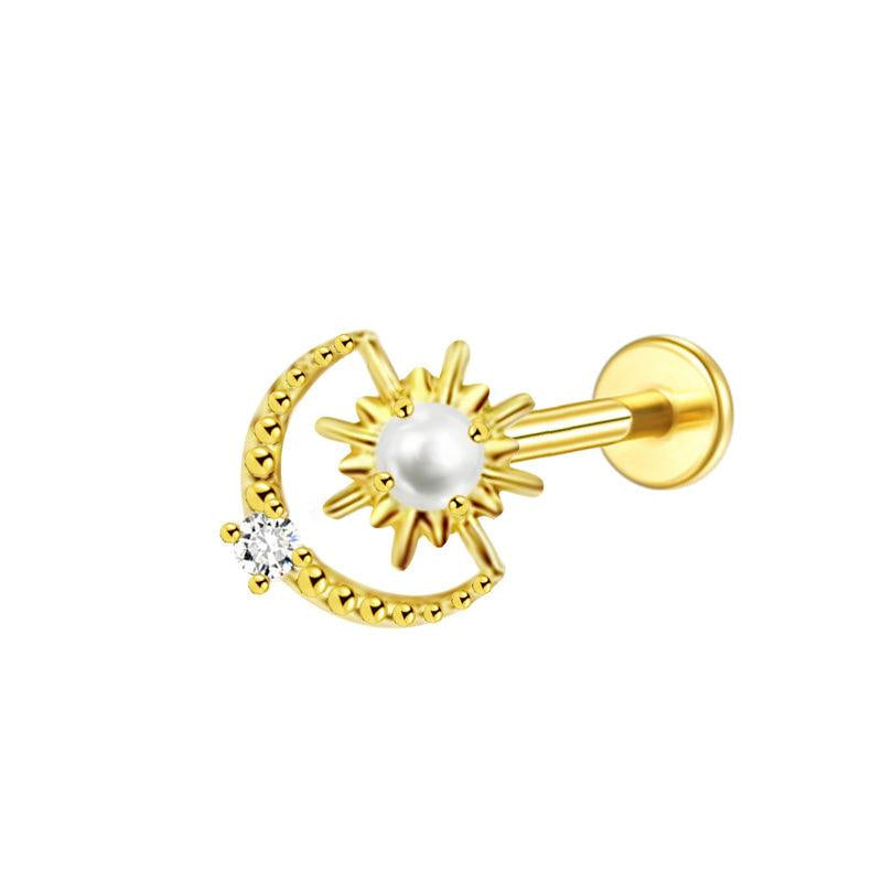 Labret aus Titan mit Sonne-Mond