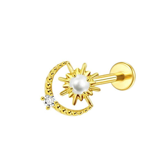 Labret aus Titan mit Sonne-Mond