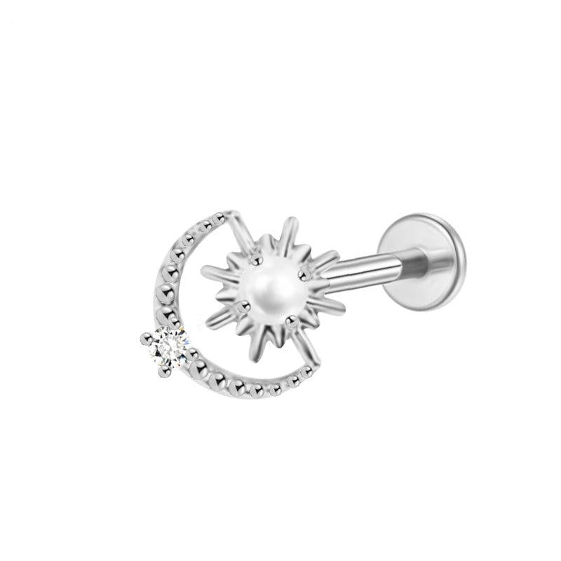 Labret aus Titan mit Sonne-Mond