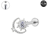 Labret aus Titan mit Sonne-Mond
