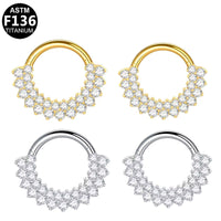 Titan Segmentring Clicker mit doppelter Kristall Reihe