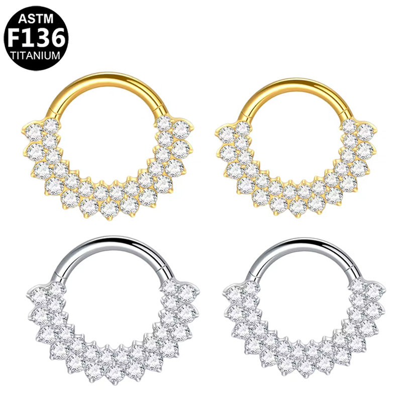 Titan Segmentring Clicker mit doppelter Kristall Reihe