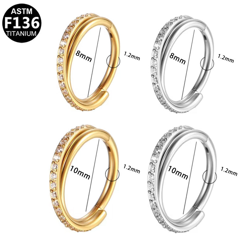 Titan Segmentring Clicker "Crystal Line" mit  Kristallen