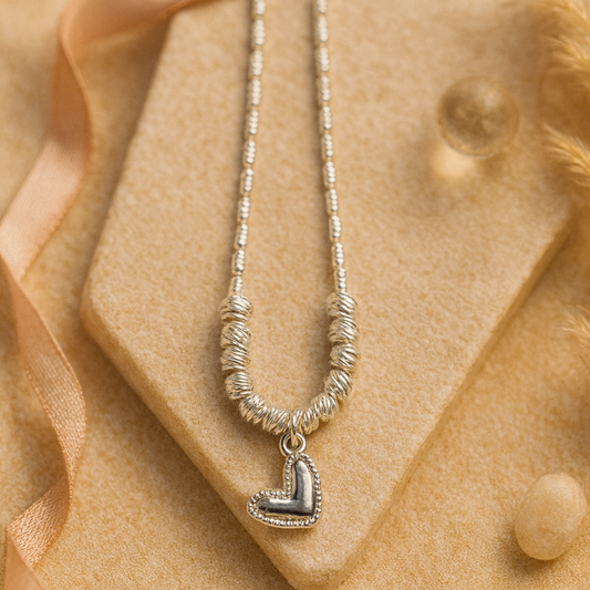 Kette mit Anhänger aus 925er Sterling-Silber, Gliederkette mit Herz