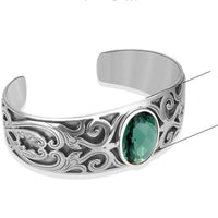 925 sterling silver vine totem charm with green crystal  handcrafted bangle gift