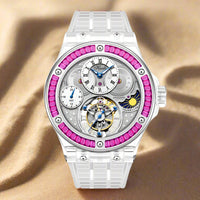 GMT Haofa tourbillon timepiece k9 crystal body sapphire lens day night feature watch