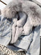Real Fox fur thick warm denim parkas female winter coat