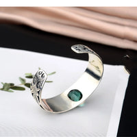 925 sterling silver vine totem charm with green crystal  handcrafted bangle gift