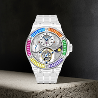 Haofa k9 watermelon crystal watch luxury skeleton tourbillon watch sapphire glass