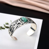 925 sterling silver vine totem charm with green crystal  handcrafted bangle gift
